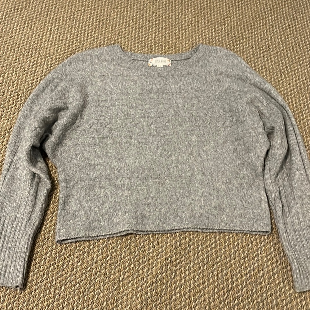 Grey Pink Rose Sweater